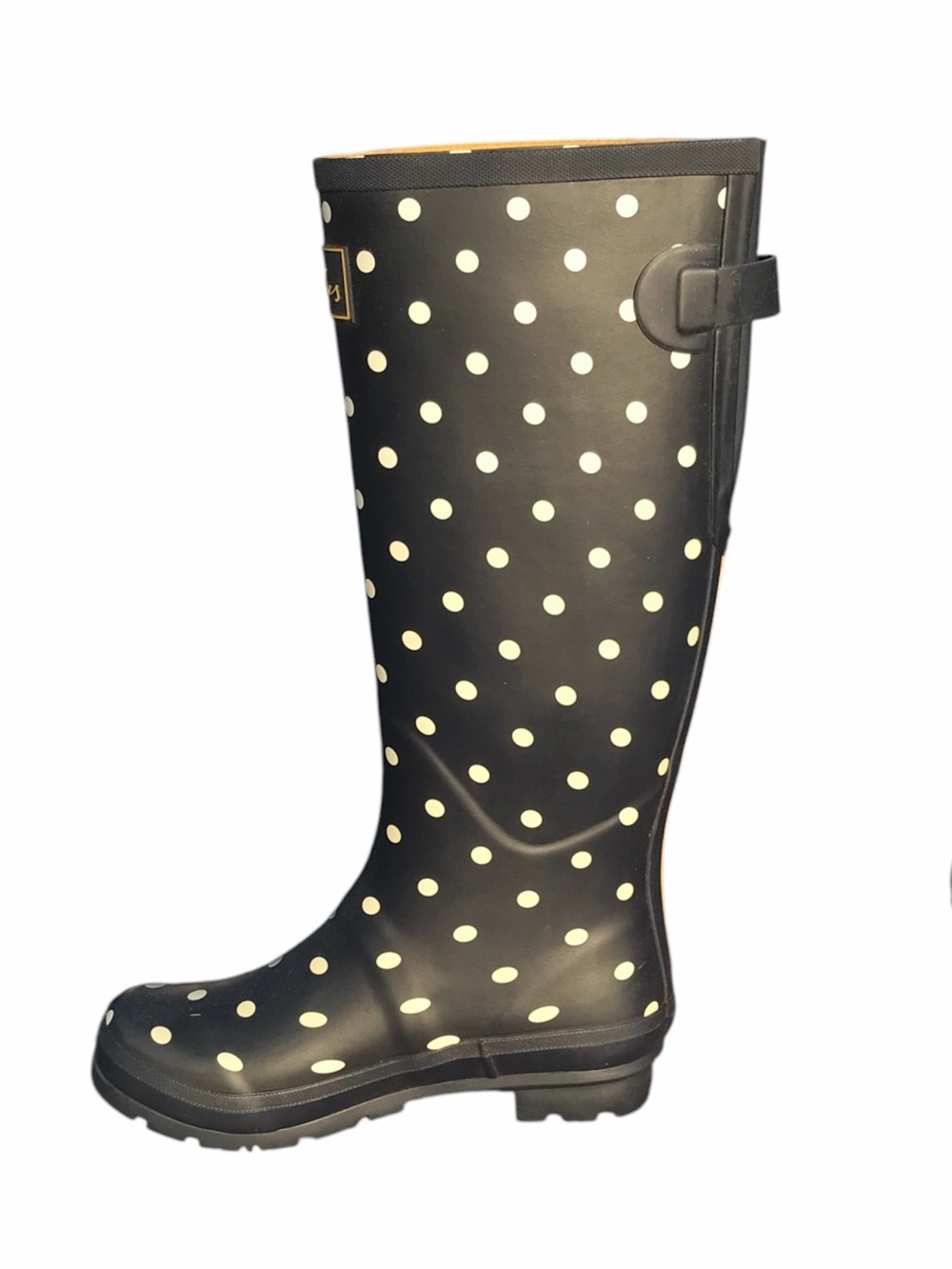 Joules Tall Welly Print Rain Boots French Navy Spot Polka Dot Women's Size 8